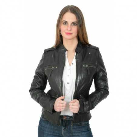 Women's Genuine Lambskin 100% Leather Jacket Biker Slim Fit Stylish Black Coat