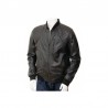 Men's Classic Quilted Panel Leather Bomber Jacket