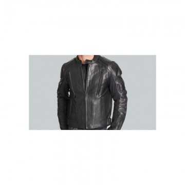 Men's Padded Black Leather Motorcycle Jacket