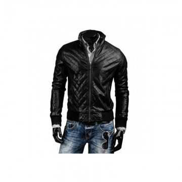 Men's Slim Fit Black Quilted Leather Biker Jacket