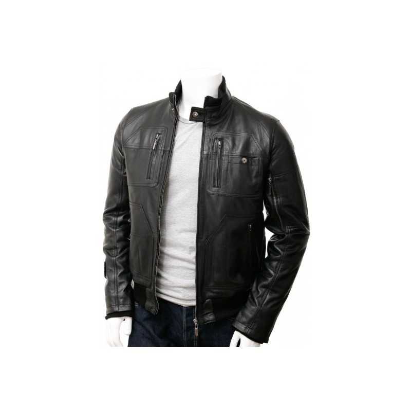 Men's Top Quality Classic Real Leather Bomber Jacket