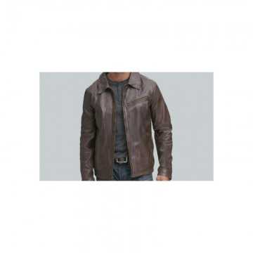 Men's Vintage Leather Shirt Collar Jacket