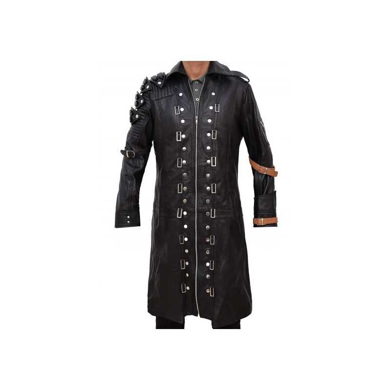 PUBG Playerunknown's Battlegrounds Black Leather Trench Coat