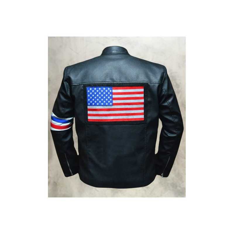 USA Flag Peter Fonda Easy Rider Leather Jacket