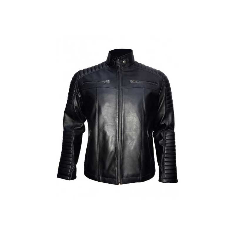 Sheepskin Leather Men's Diamond Quilted Jacket