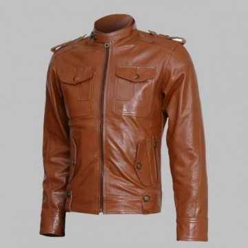 New Men's Winterwear Men Tan Leather Jacket