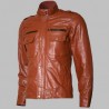 New Men's Tan Brown Moto Leather Jacket