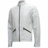 New Men's Cafe Racer White Leather Jacket