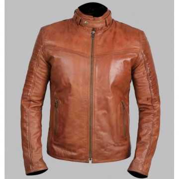 New Men's Edinburgh Brown Leather Jacket