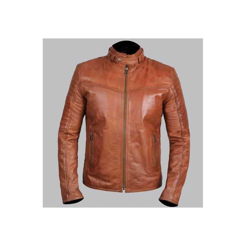 New Men's Edinburgh Brown Leather Jacket