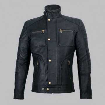 New Men's Hispar Black Moto Racer Jacket