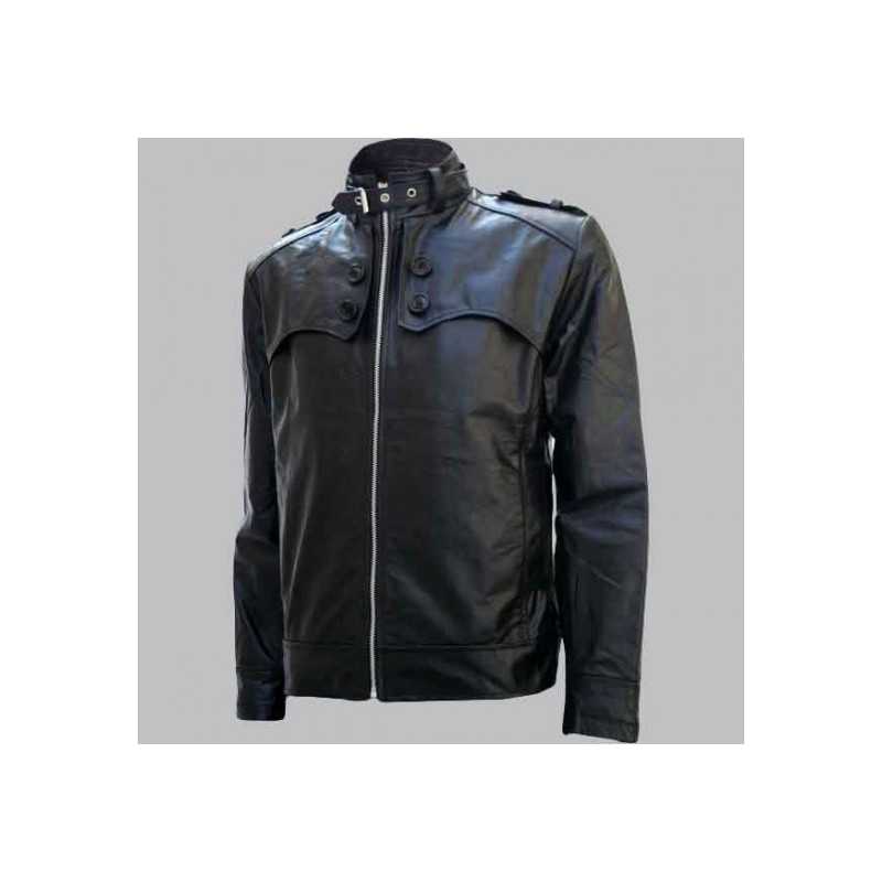 New Men's Soft Biker Black Crop Leather Jacket