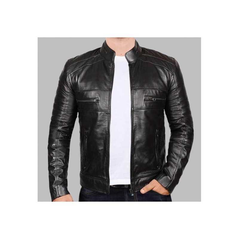 New Men Black Johnson Leather Jacket