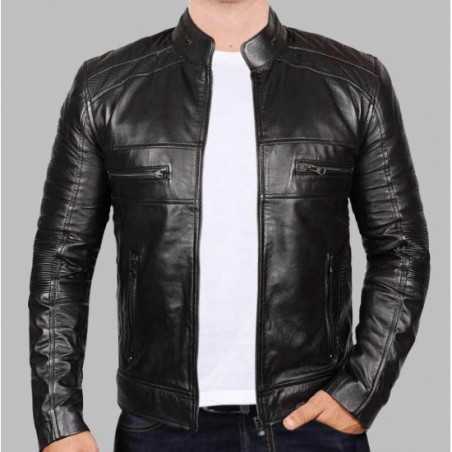 New Men Black Johnson Leather Jacket