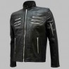 New Men's Black Leather Biker Jacket