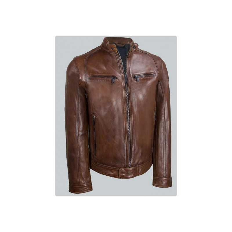 Louisiana Leather Men's Cafe Racer Motorcycle Jacket