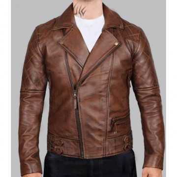 New Men's Brown Biker Leather Jacket