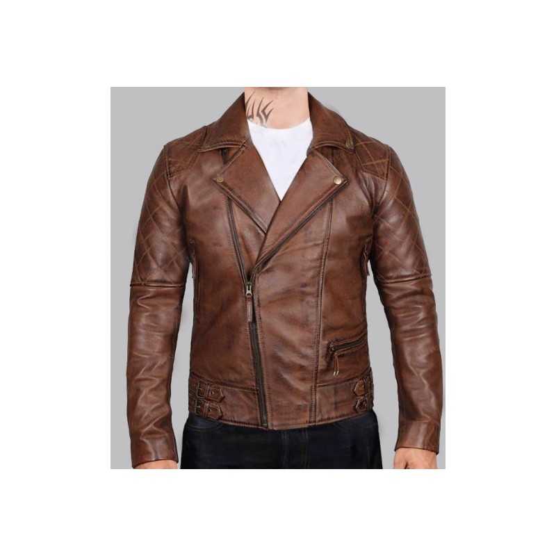 New Men's Brown Biker Leather Jacket