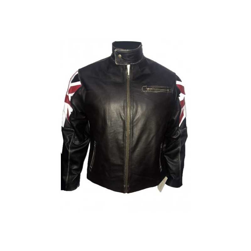 Men's UK Flag Vintage Biker Leather Jacket