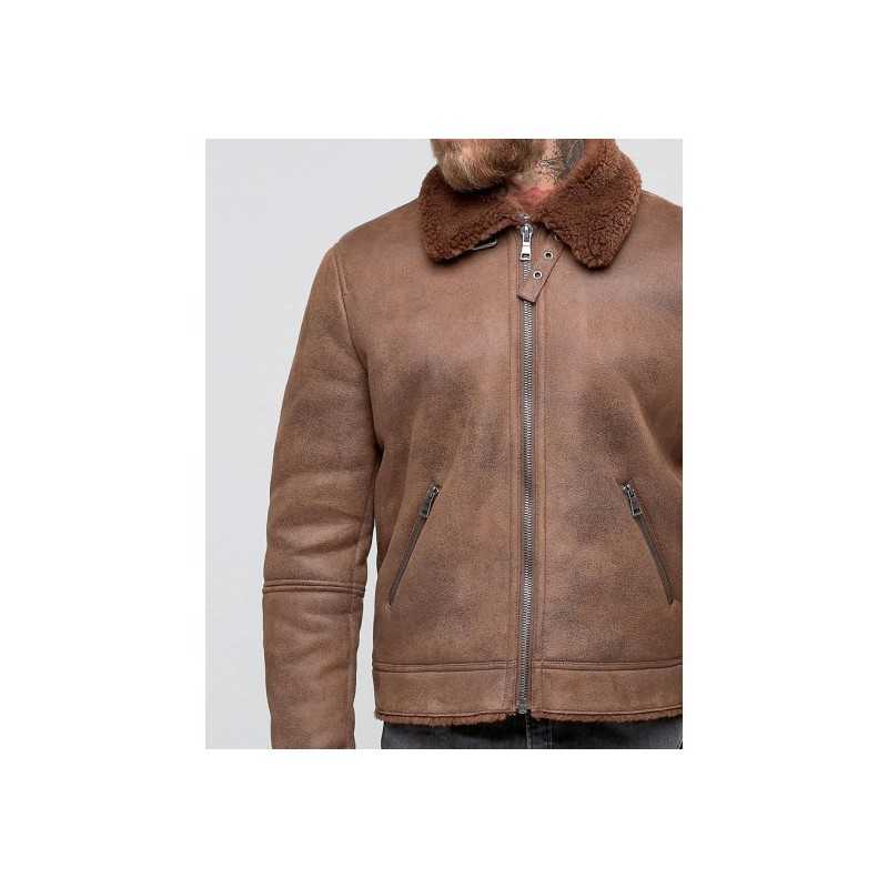 Men's B3 Faux Shearling Brown Leather Jacket