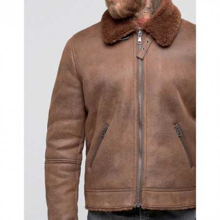 Men's B3 Faux Shearling Brown Leather Jacket