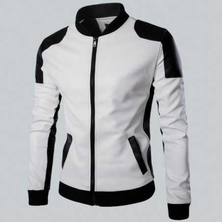 Joliet White Leather Perforated Jacket Men's