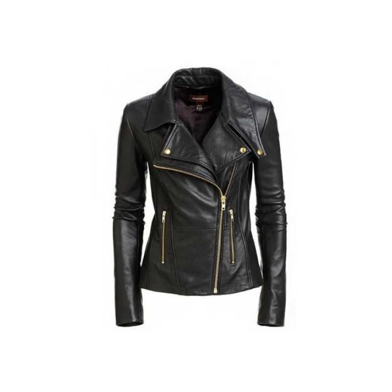 Women's Slim Fit Motorcycle Leather Jacket