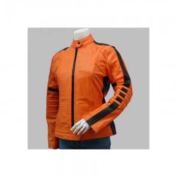 Women's Orange Leather Jacket