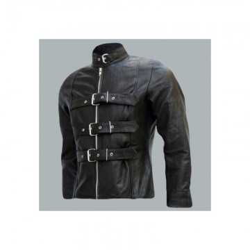 Belted Men's Black Biker Jacket