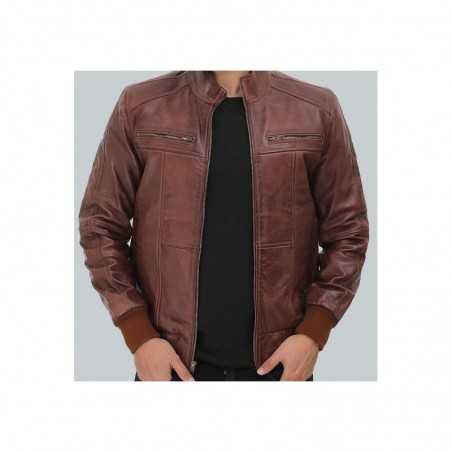 Johnston Men's Brown Bomber Leather Jacket