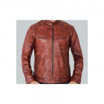 Idaho Men's Brown Leather Moto Jacket