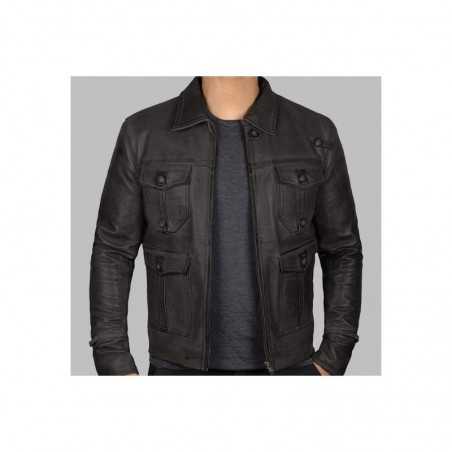 Expendable Distressed Men's Vintage Black Leather Jacket