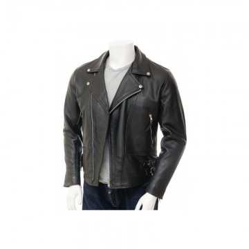 Men's Double Breasted Leather Biker Jacket