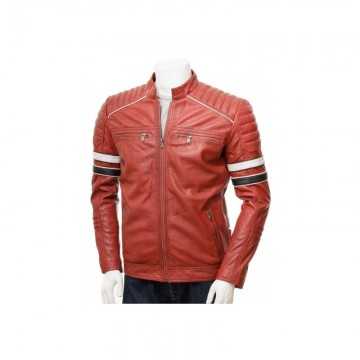 Men's Classic Racing Quilted Real Leather Biker Jacket
