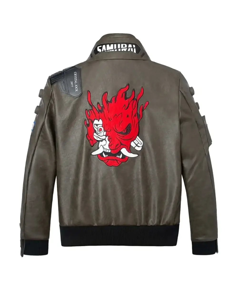 Cyberpunk 2077 Valerie Samurai Leather Bomber Jacket - Image 4