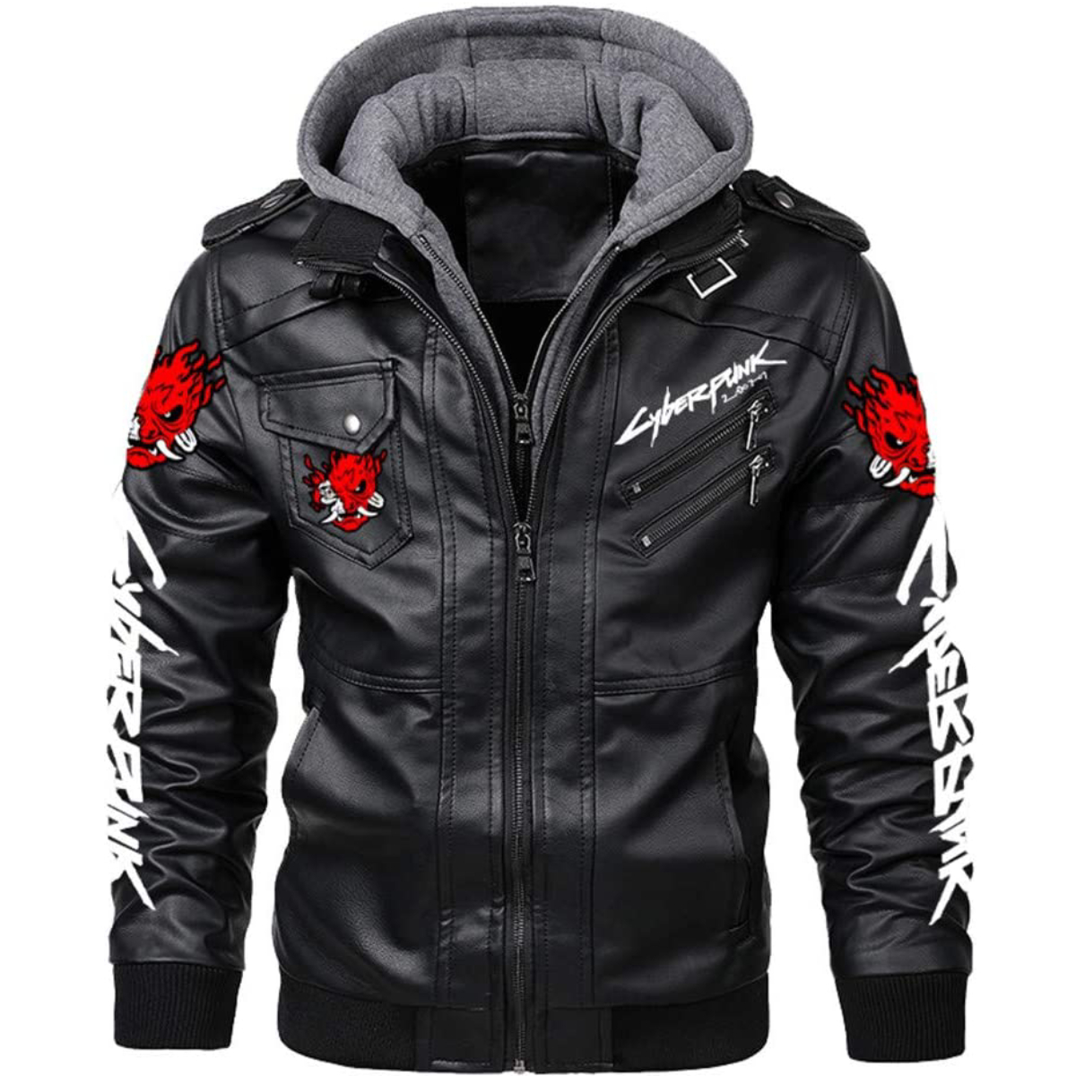 Cyberpunk 2077 Samurai Black Hooded Leather Jacket