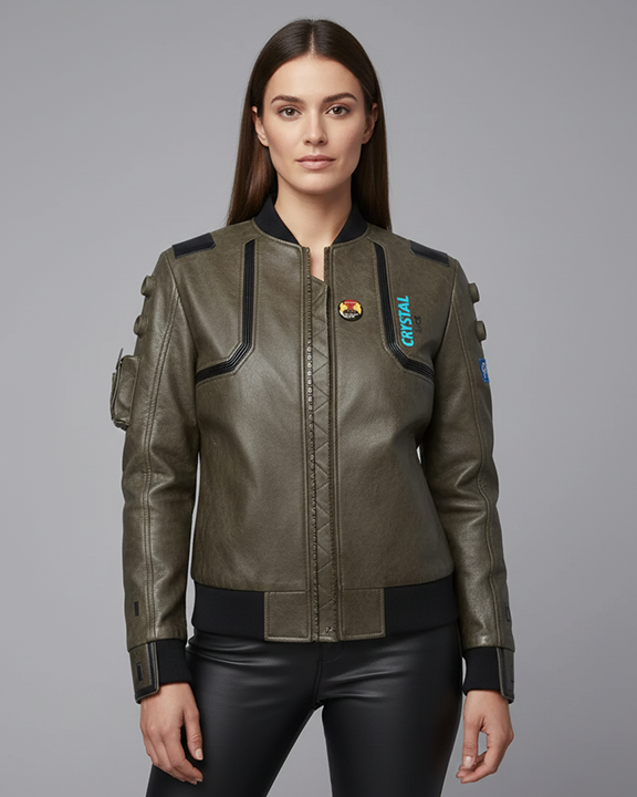 Cyberpunk 2077 Valerie Samurai Leather Bomber Jacket - Image 5