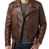 josh o’connor leather jacket