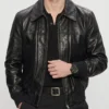 Jung Kook Watch Event Bomber Black Leather Jacket - Image 2