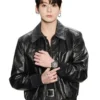 Jung Kook Watch Event Bomber Black Leather Jacket - Image 4