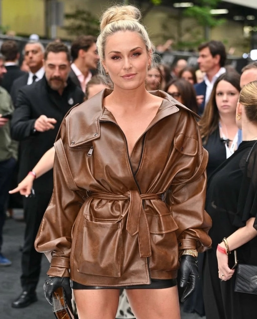 Lindsey Vonn F1 World Premiere Brown Leather Jacket - Image 5