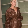 Lindsey Vonn F1 World Premiere Brown Leather Jacket - Image 6