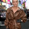 Lindsey Vonn F1 World Premiere Brown Leather Jacket - Image 4