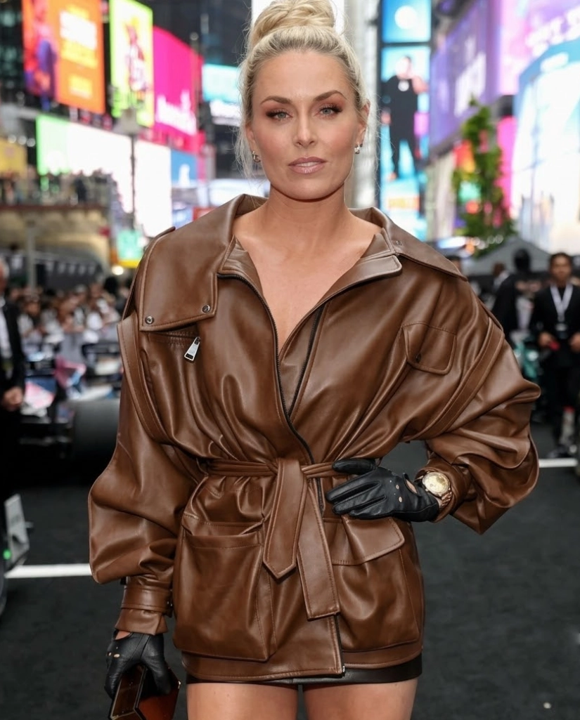 Lindsey Vonn F1 World Premiere Brown Leather Jacket - Image 4