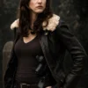 lola glaudini brown leather jacket