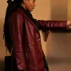 Short Fuse Zari Alisha Rose Burgundy Leather Coat - Image 4