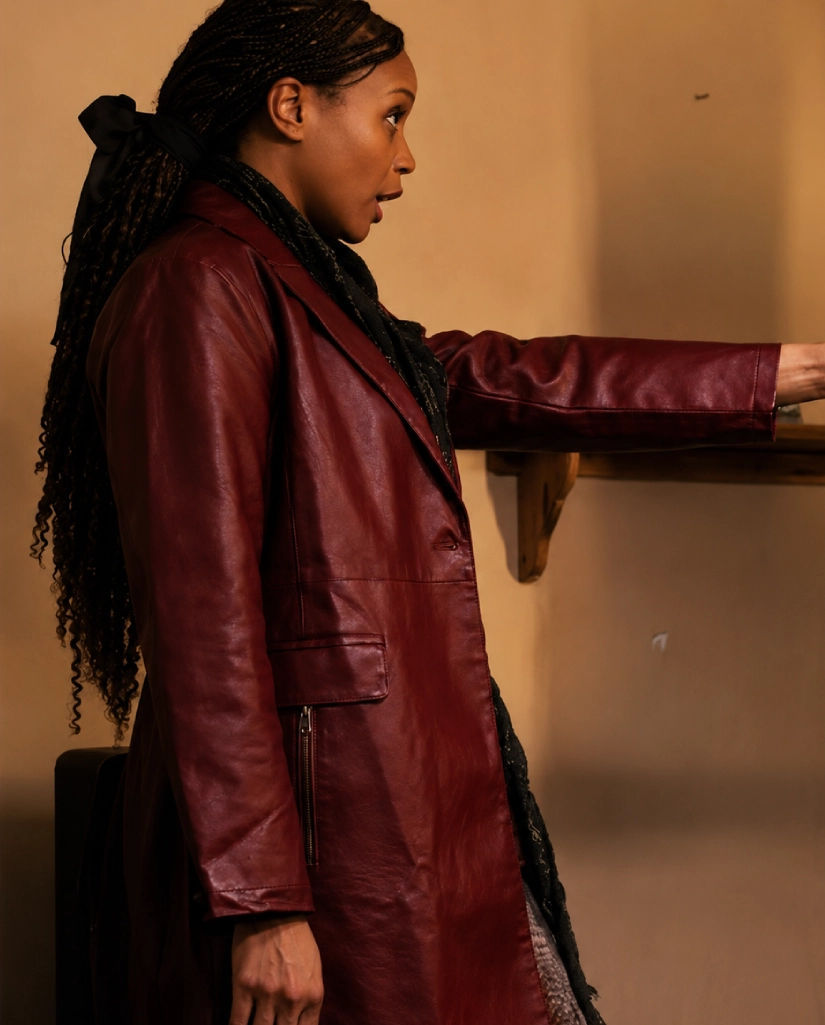Short Fuse Zari Alisha Rose Burgundy Leather Coat - Image 4