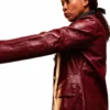 Short Fuse Zari Alisha Rose Burgundy Leather Coat - Image 5