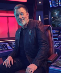 star trek picard s03 captain riker black leather jacket