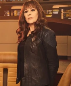 star trek picard s03 deanna troi black leather jacket (1)